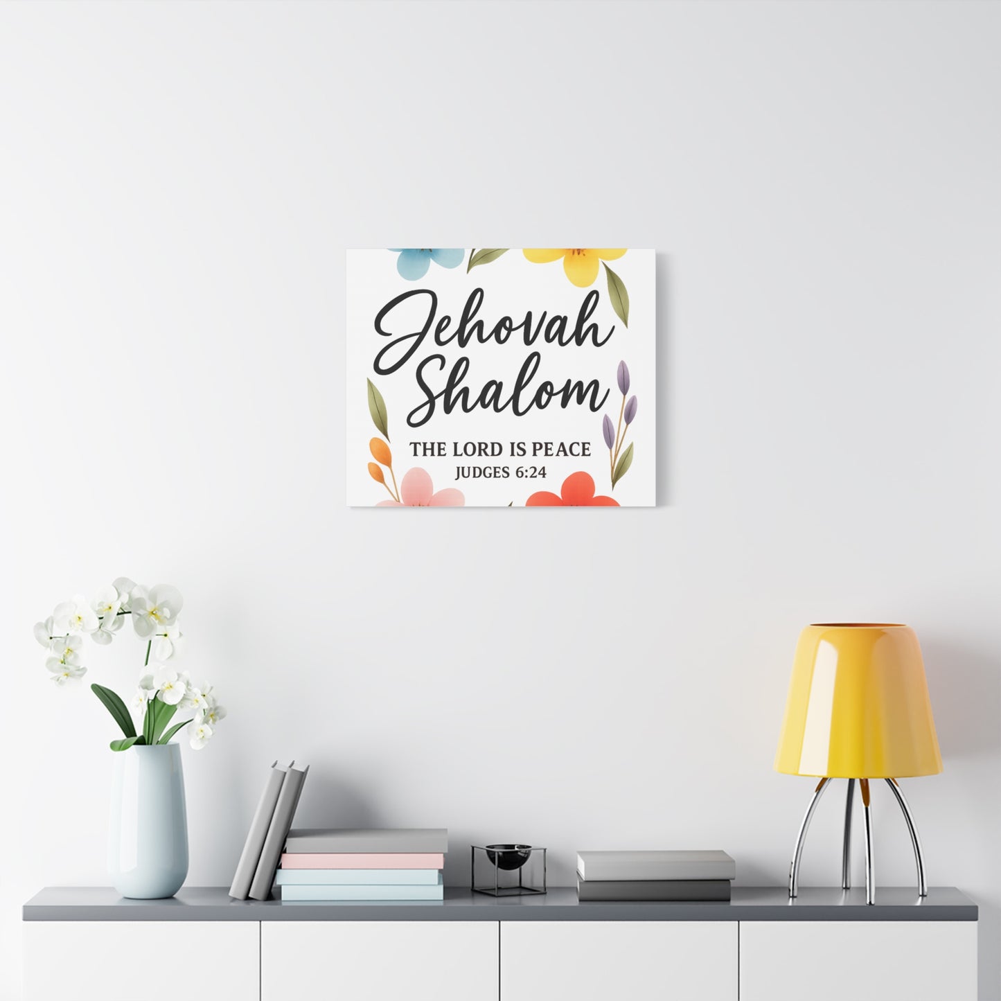 Jehovah Shalom Wall Art – The Lord Is Peace | Judges 6:24 Christian Decor -Matte Canvas, Stretched, 1.25"