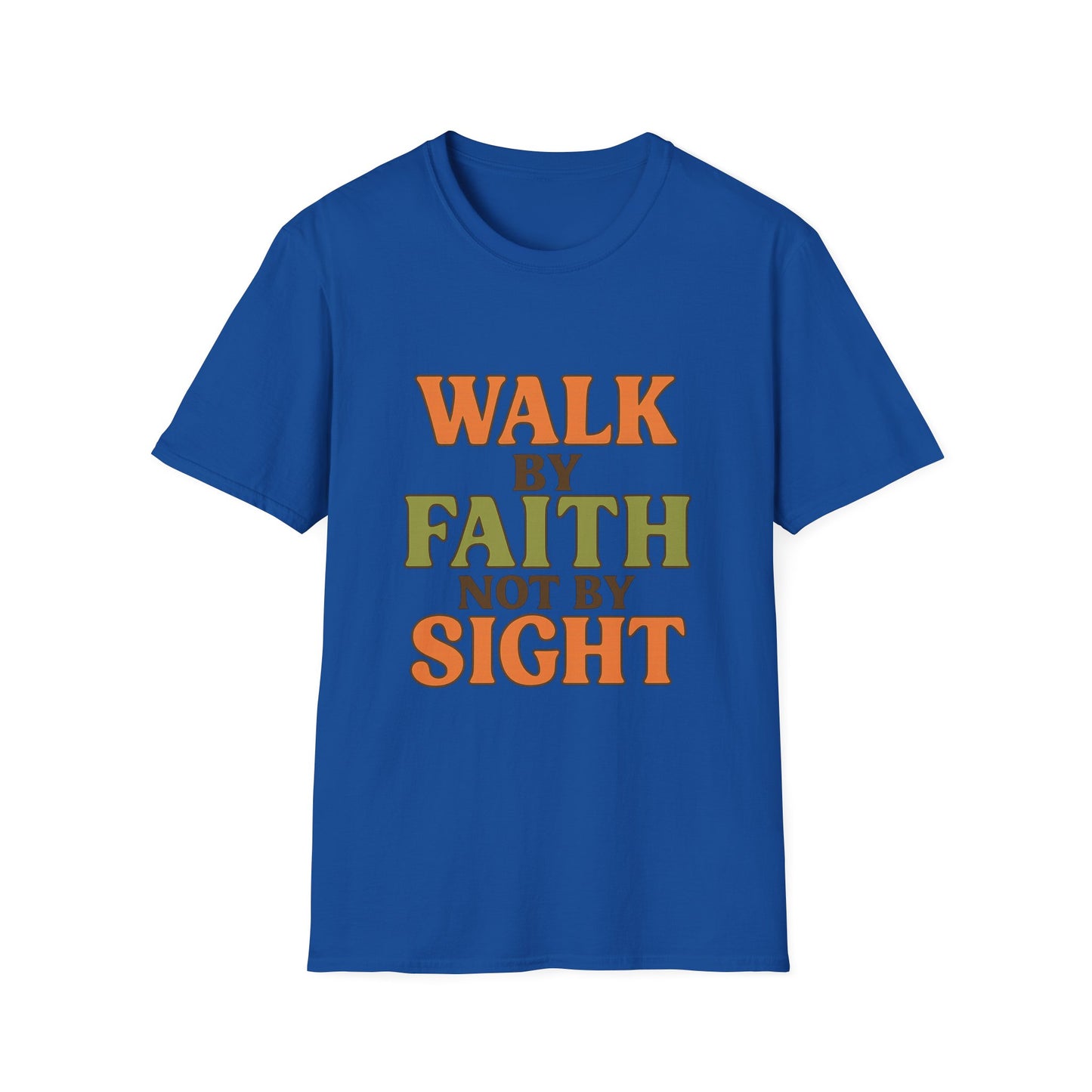 Walk by Faith Not by Sight Christian T-Shirt – Inspirational Bible Verse Tee for Women & Men.