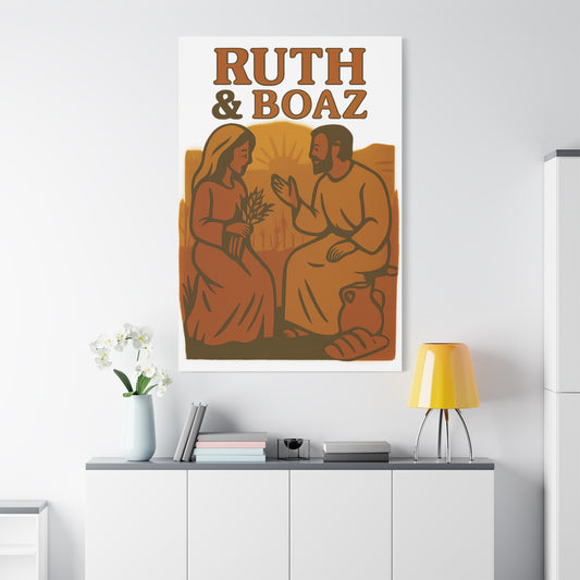 Ruth and Boaz Wall Art – Vintage Christian Bible Love Story Print for Faithful Home Decor.