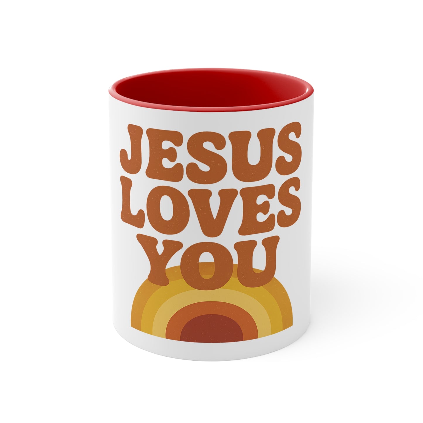 Retro Jesus Loves You Mug - Inspirational Coffee Cup, Gift for Friends, Faith-Based Decor, Christian Gifts, Pastel Pink Accent