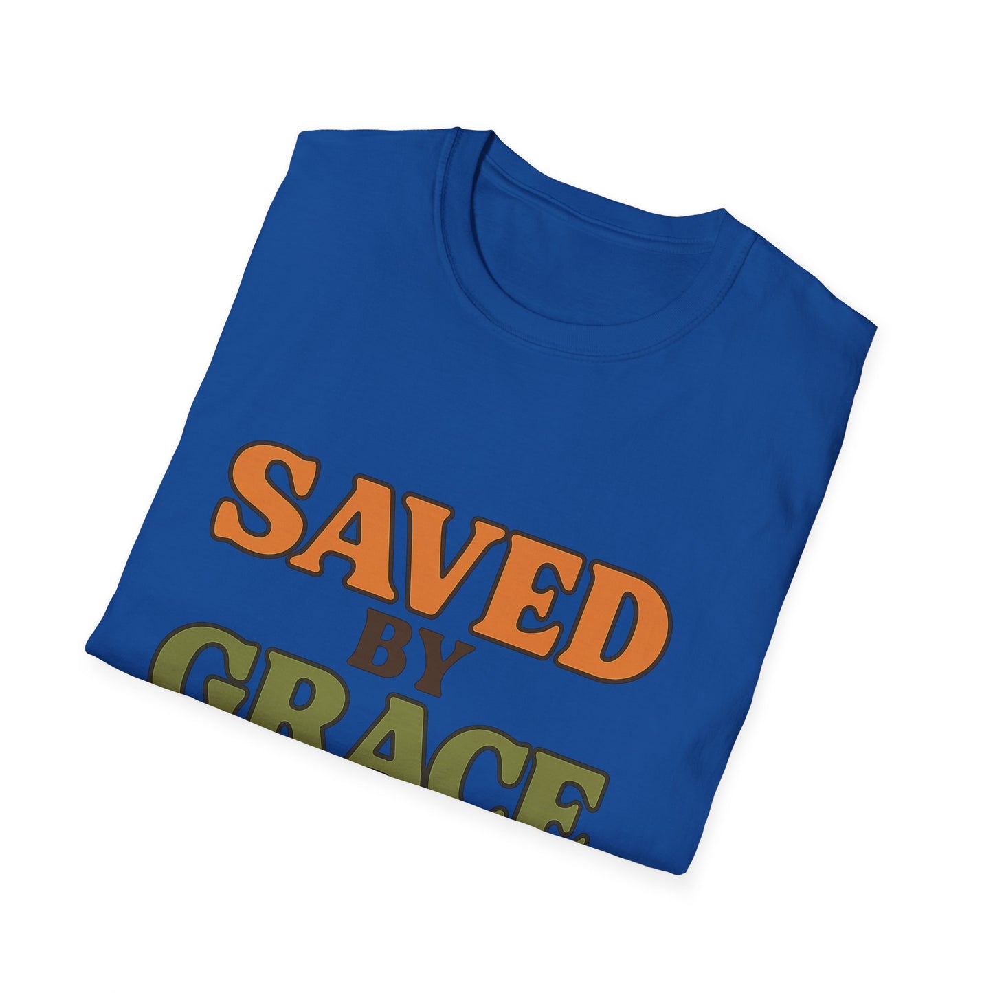 Saved by Grace Christian T-Shirt – Softstyle Faith Tee for Women & Men.