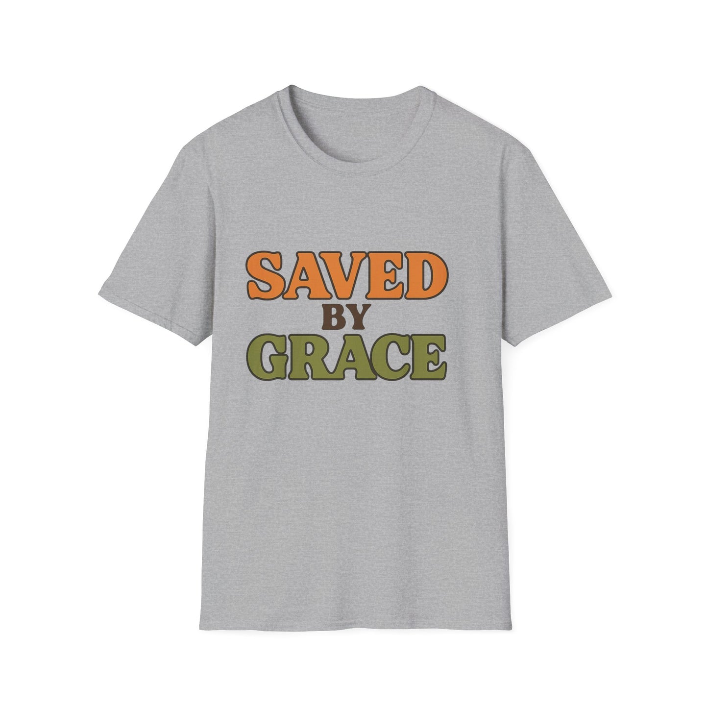 Saved by Grace Christian T-Shirt – Softstyle Faith Tee for Women & Men.