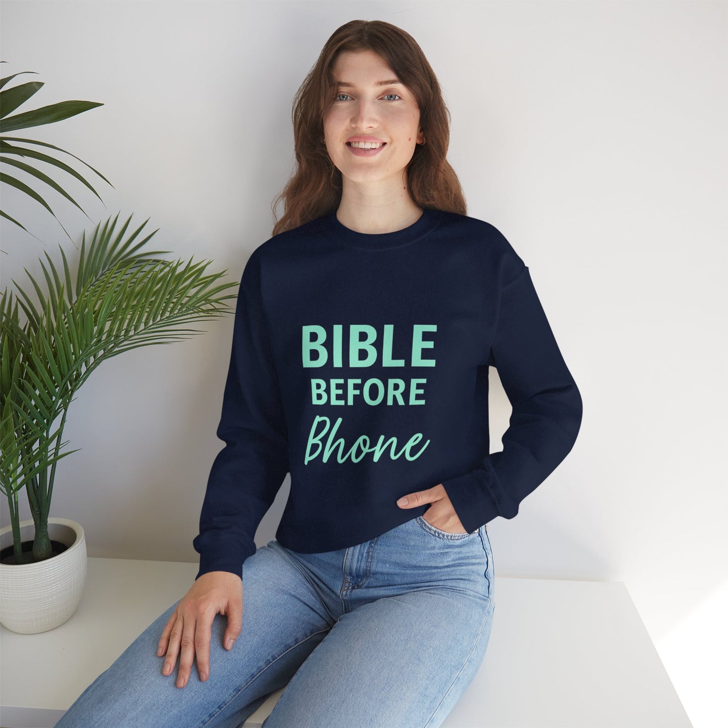 “Bible Before Phone Unisex Christian Sweatshirt”