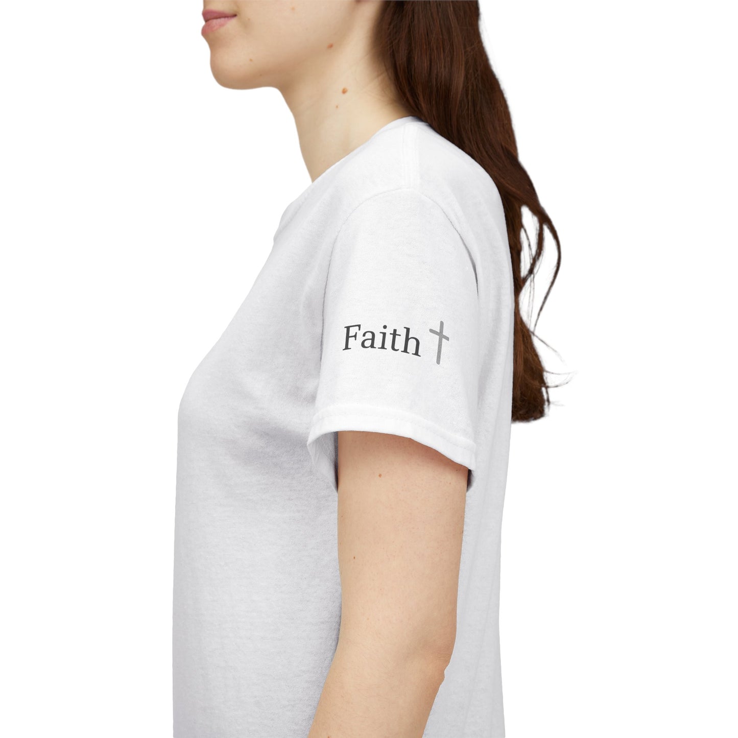 Faith Christian Heavy Cotton Tee with Cross Symbol – Unisex Inspirational T-Shirt