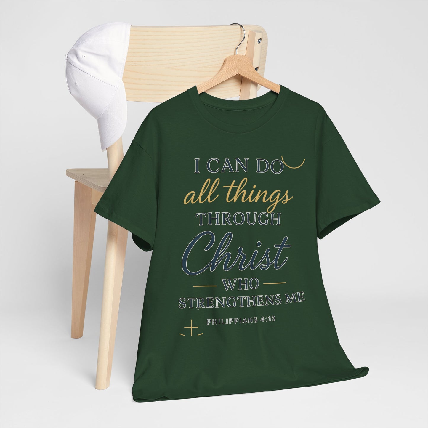 Inspirational Christian T-Shirt, I can do all things through christ -Motivational Quote Tee, Faith-Based Apparel, Bible Verse Shirt, Perfect Gift for Believers