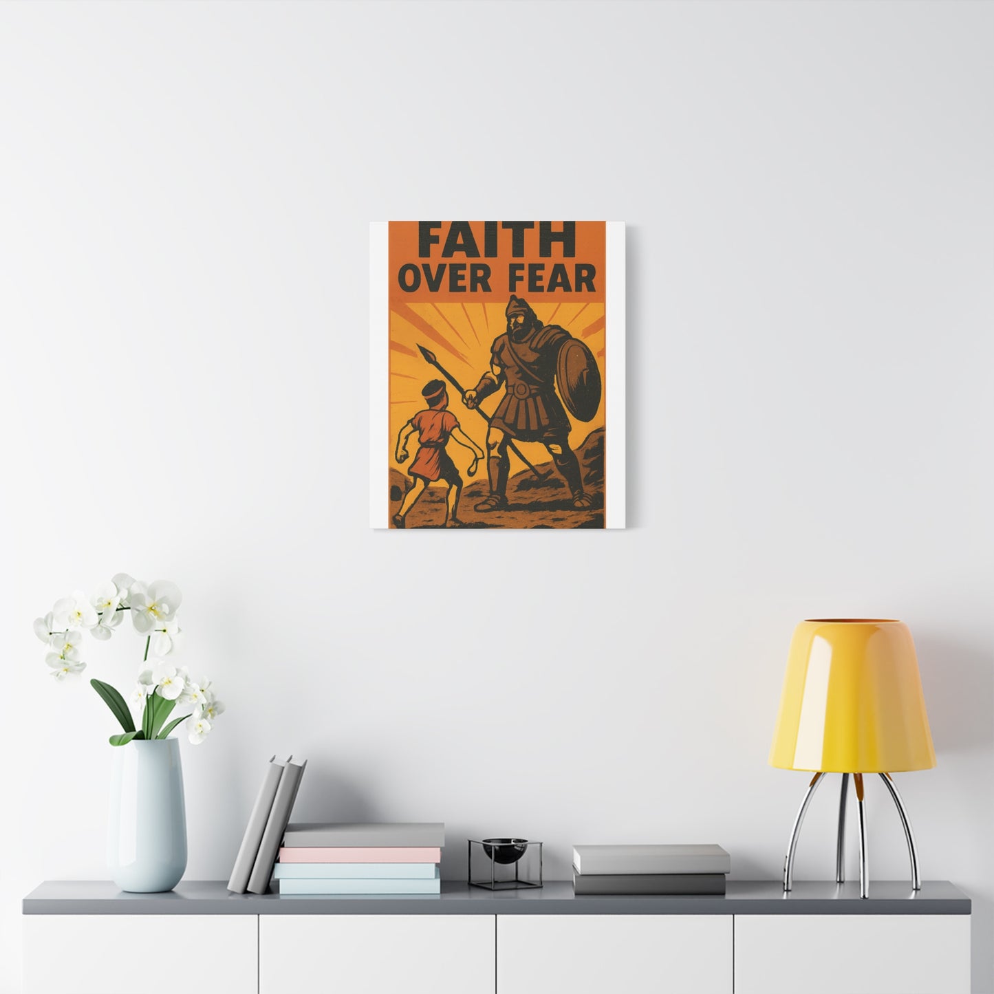David and Goliath Wall Art | Faith Over Fear Christian Poster.