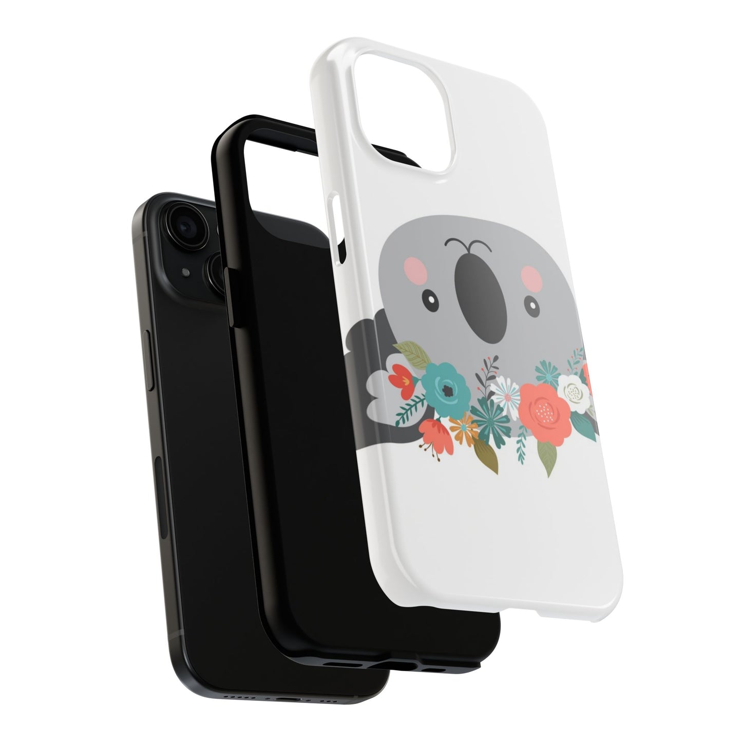 Cute Koala Floral Tough Phone Cases, Smartphone Protection, Nature Lover Gift, Animal Design, Koala Phone Cover