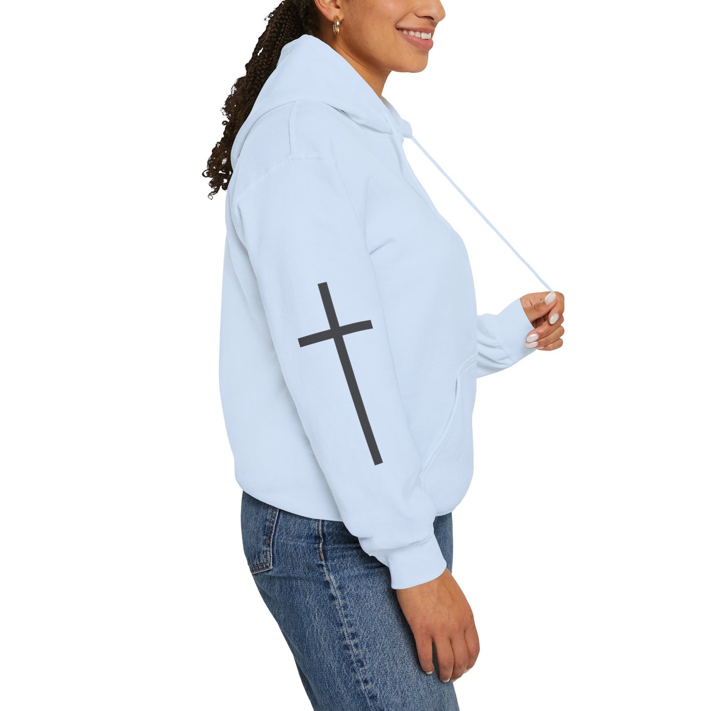 Cross Sleeve Unisex Hoodie | Faith Apparel | Heavy Blend Sweatshirt