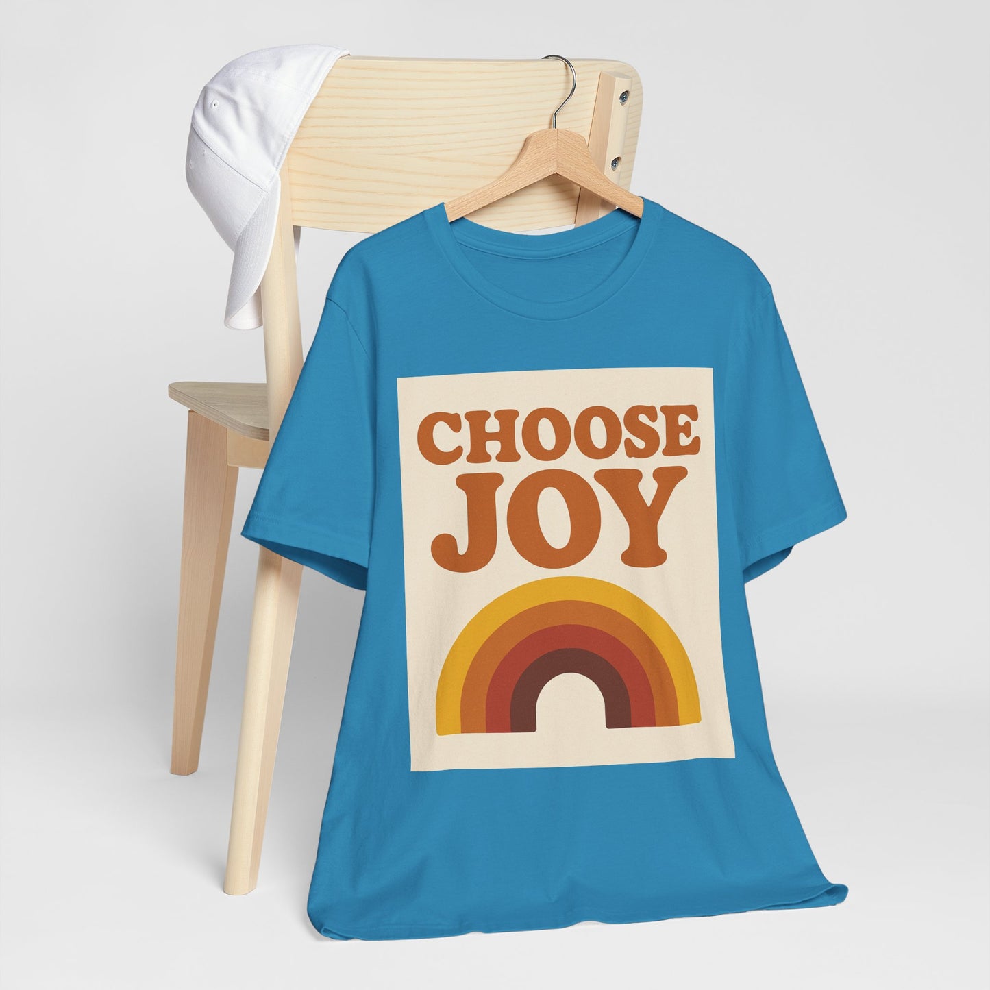 Retro Rainbow Choose Joy Tee, Unisex T-Shirt, Positive Vibes Shirt, Gift for Her, Summer Clothing, Joyful Apparel