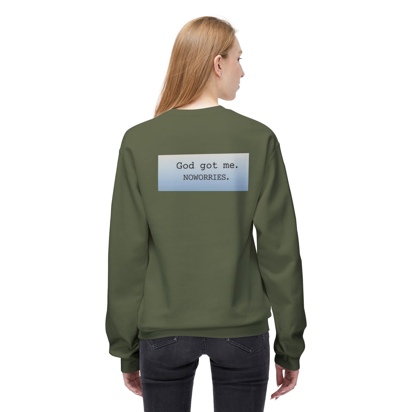 Cozy Inspirational Crewneck Sweatshirt with 'God Got Me. No Worries.' Slogan, Gift for Faith Lovers, Relaxed Casual Wear, Spiritual [...]