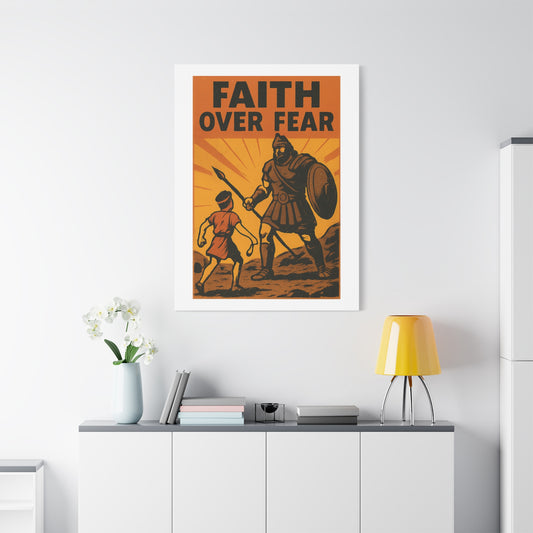 David and Goliath Wall Art | Faith Over Fear Christian Poster.