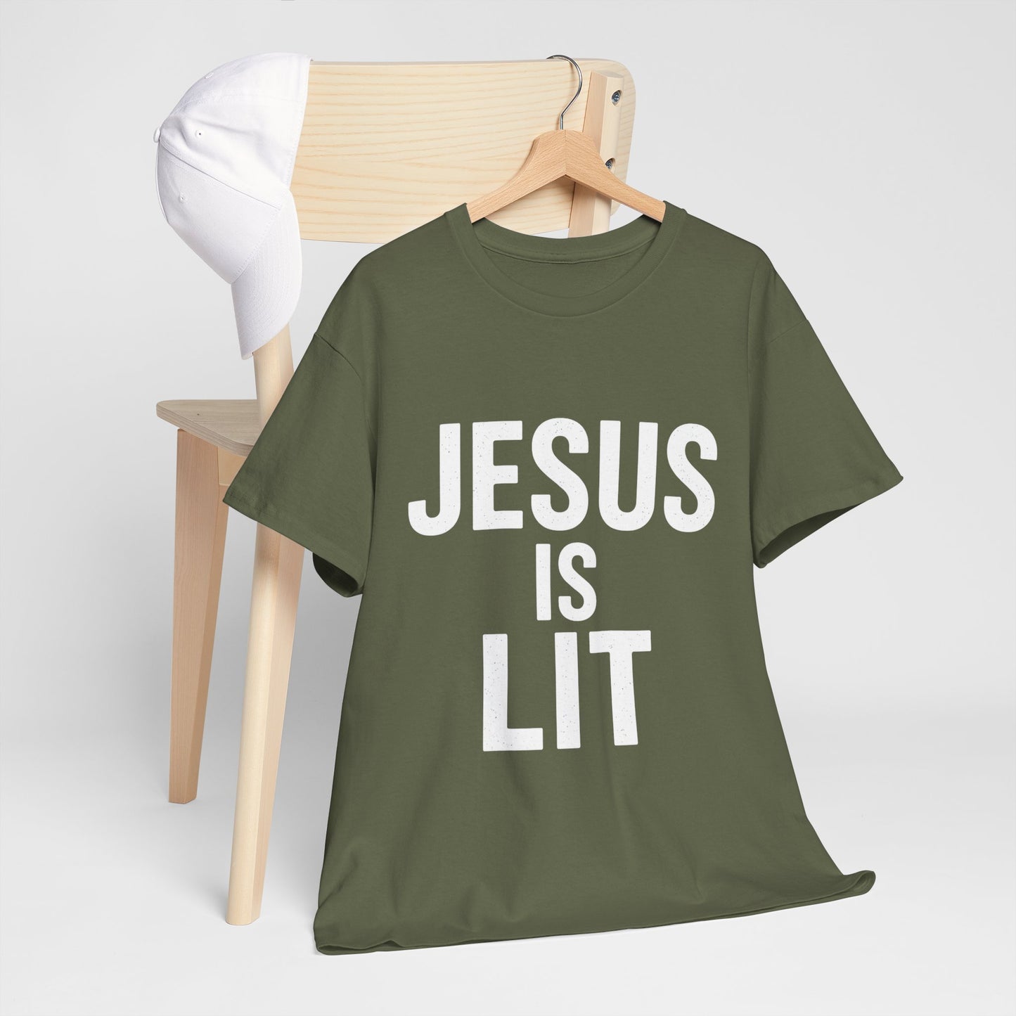 Jesus Is Lit Heavy Cotton Tee | Bold Christian Streetwear