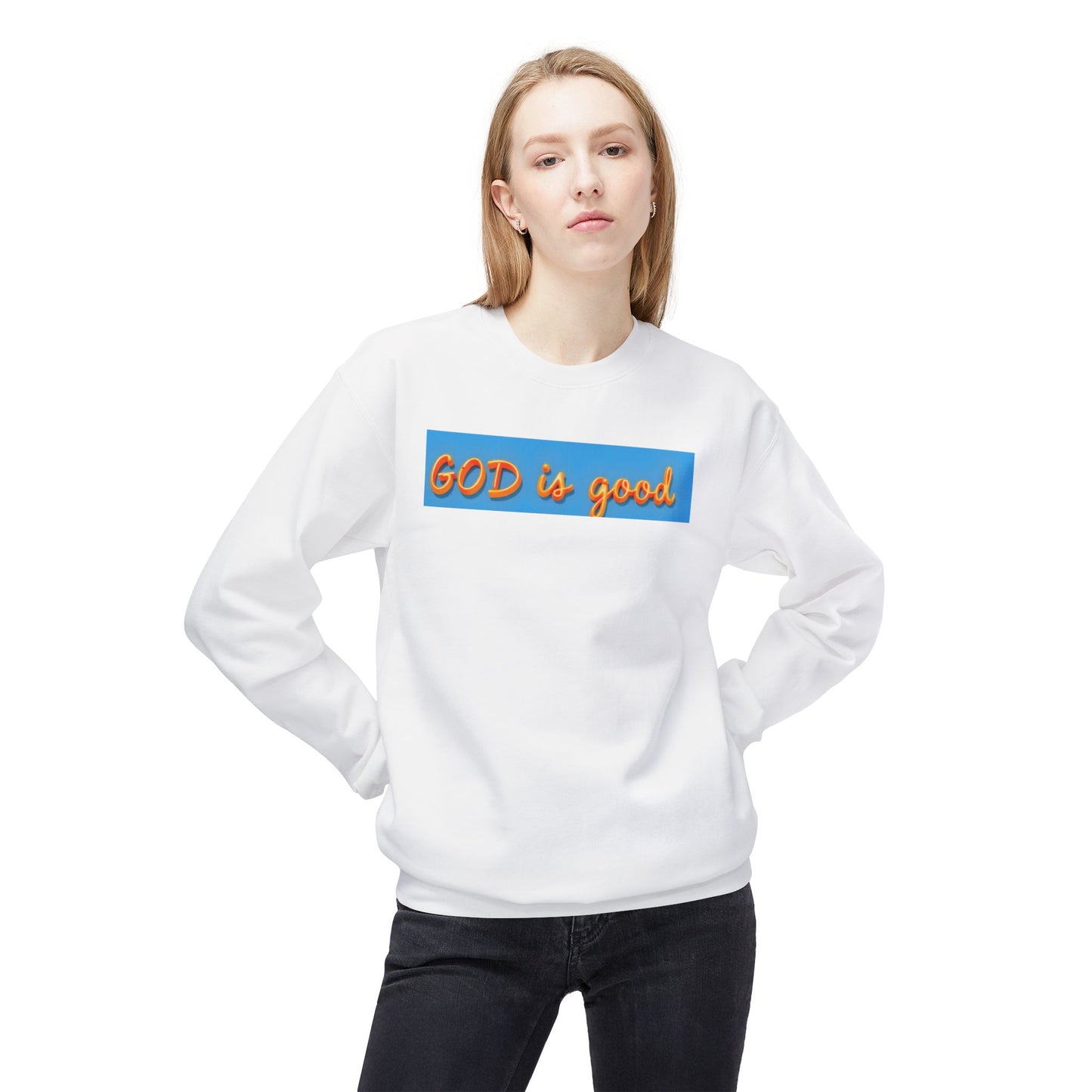 Inspirational Fleece Sweatshirt, Cozy Faith Crewneck, God is Good Apparel, Unisex Birthday Gift, Religious Winter Wear