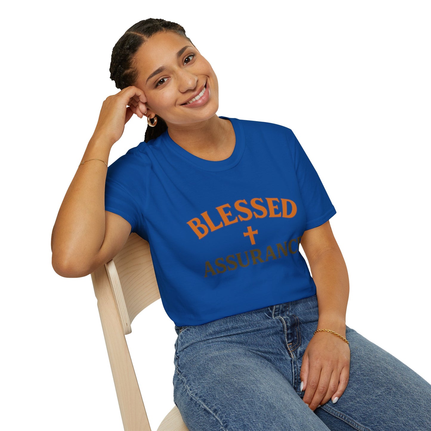 Blessed Assurance Christian T-Shirt – Softstyle Hymn-Inspired Faith Tee for Women & Men.