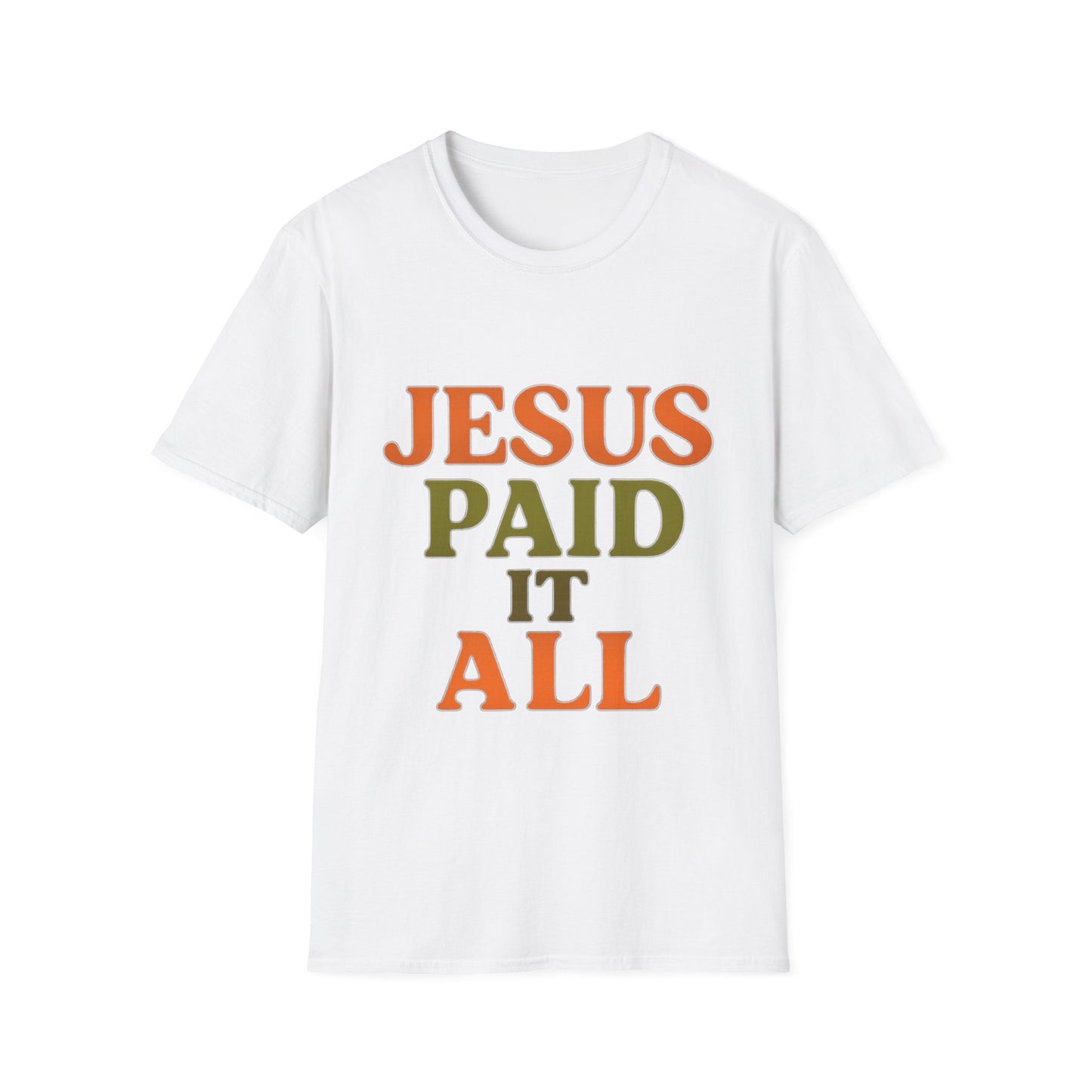 Jesus Paid It All Christian T-Shirt – Softstyle Hymn-Inspired Faith Tee for Women & Men.