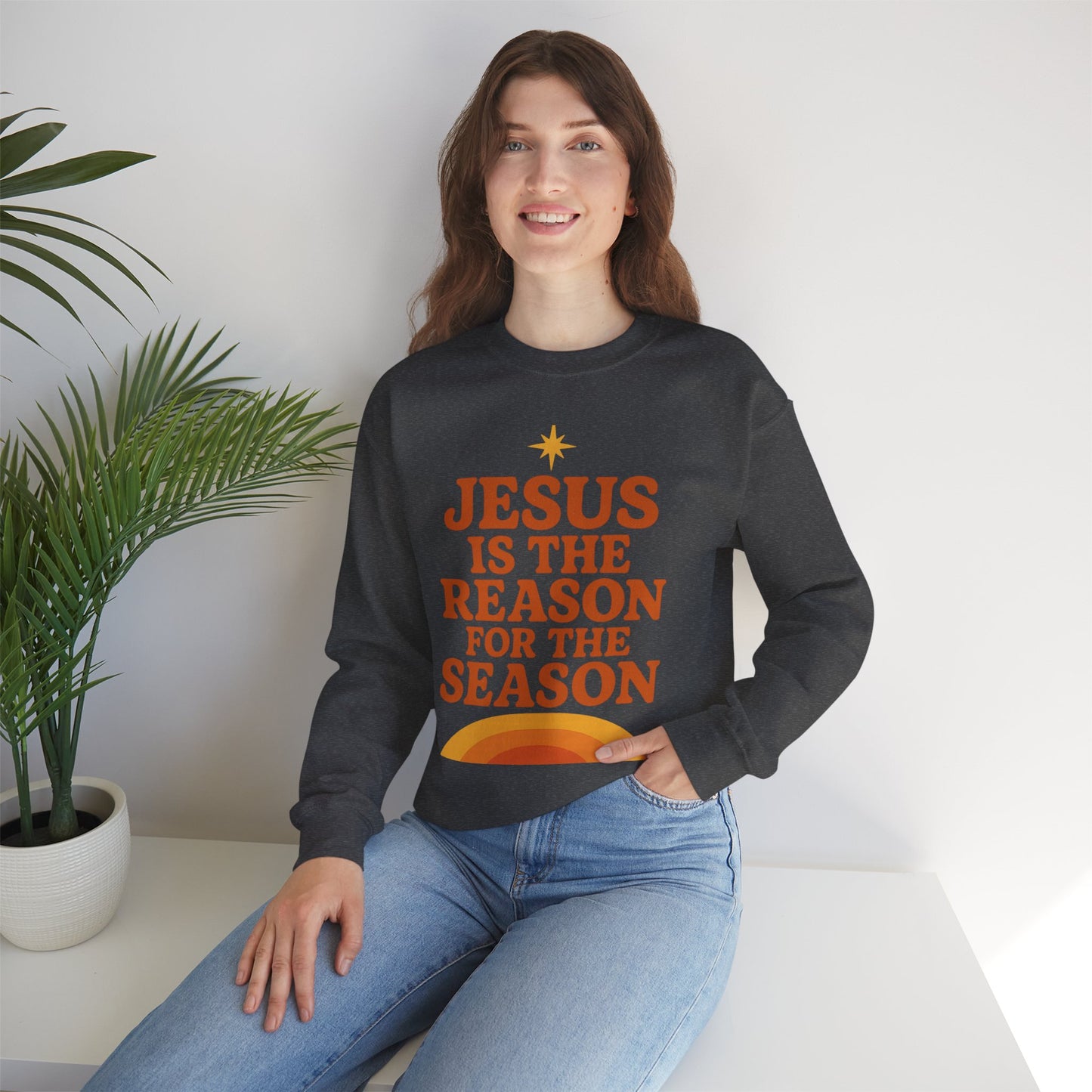 Jesus Is the Reason for the Season – Retro Unisex Christian Christmas Sweatshirt