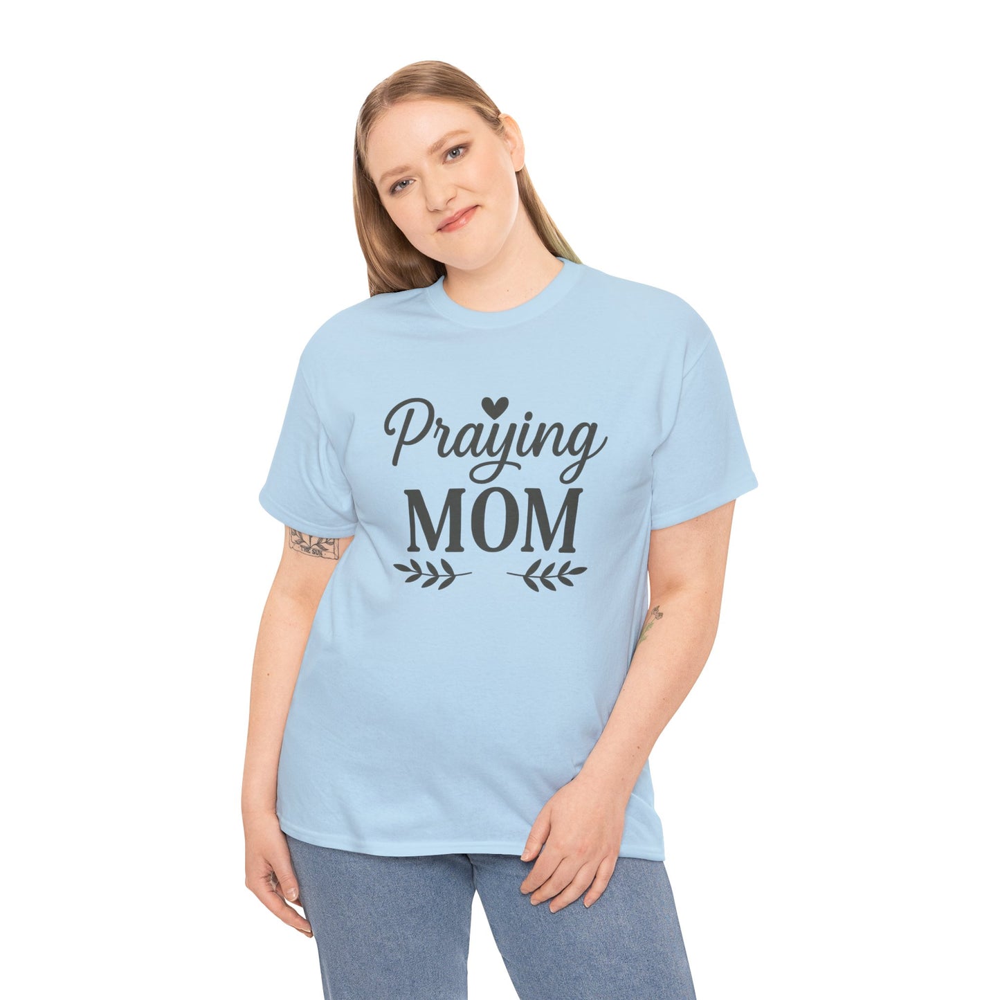 Praying Mom Unisex Heavy Cotton Tee – Christian Faith Shirt for Moms | Bold & Blessed Apparel