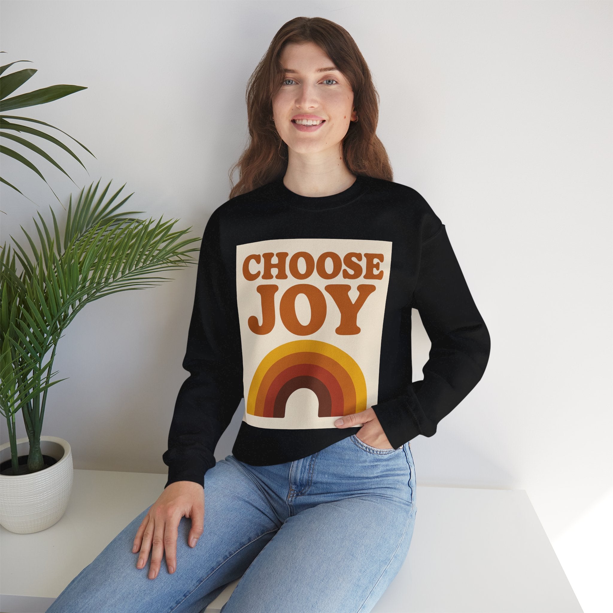 Choose Joy Rainbow Crewneck Sweatshirt, Unisex Sweatshirt, Motivational Gift, Cozy Layer, Fall Fashion, Positive Vibes
