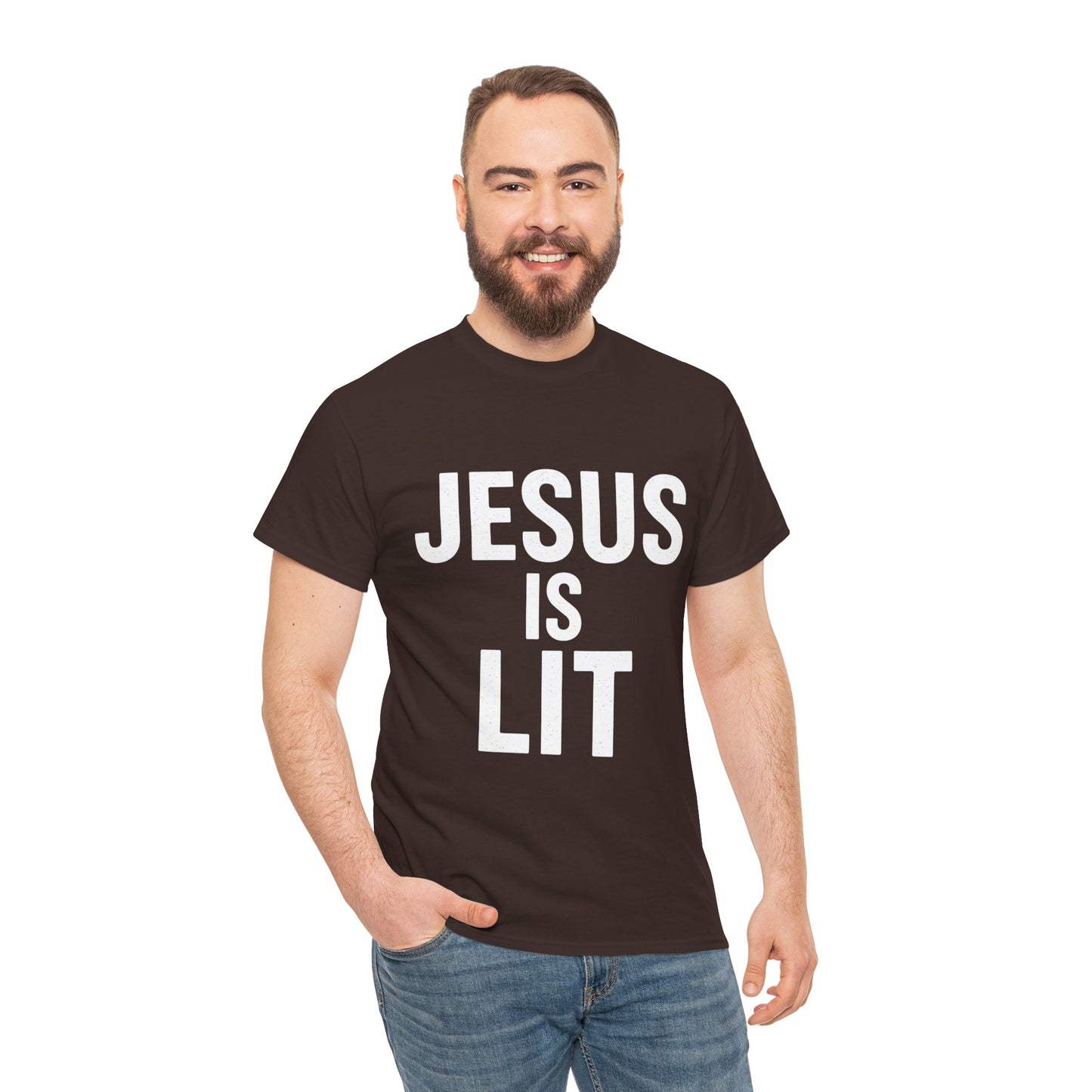 Jesus Is Lit Heavy Cotton Tee | Bold Christian Streetwear