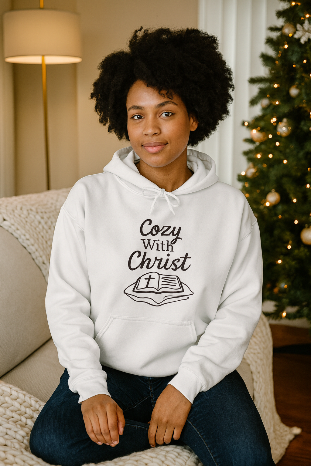 Cozy With Christ Hooded Sweatshirt | Christian Comfort Hoodie | Lexad Designs